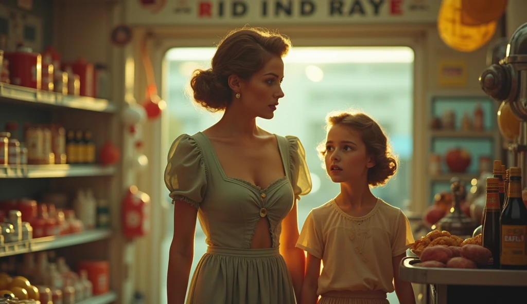 Skinny young family sweden with kids short hair blonde-redhead, in light short summer slit dress happy to play with fish-animaux off "aquarium de la Rochelle" par une journée caniculaire