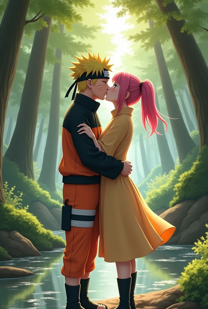 Naruto and Sakura kissing