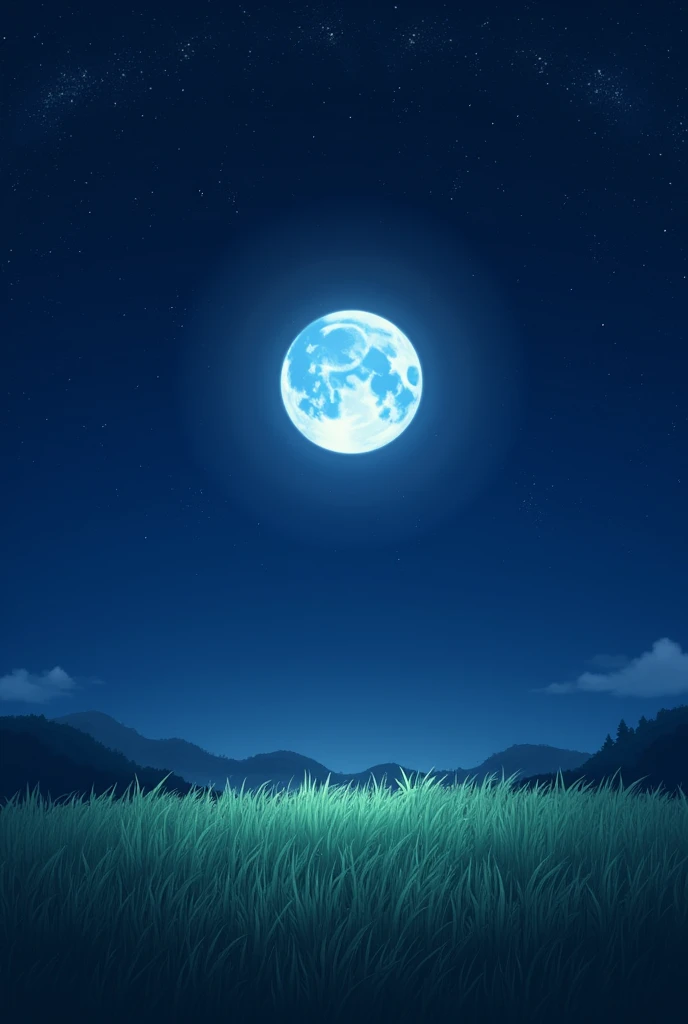 Sky full of bright stars and the Moon transmitting its light to some grass on the ground