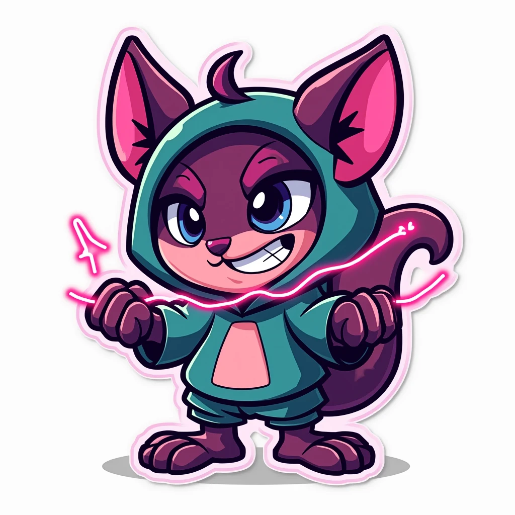 Dota 2 Hoodwink, Sticker, Content, Neon, Cartoon, Contour, Vector, White Background, Detailed