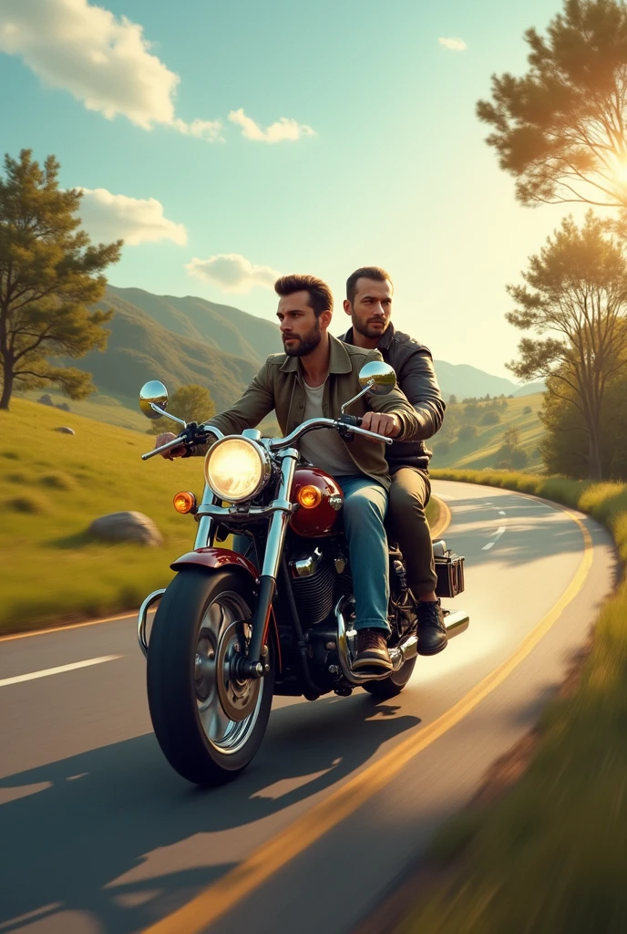 two men on a motorcycle