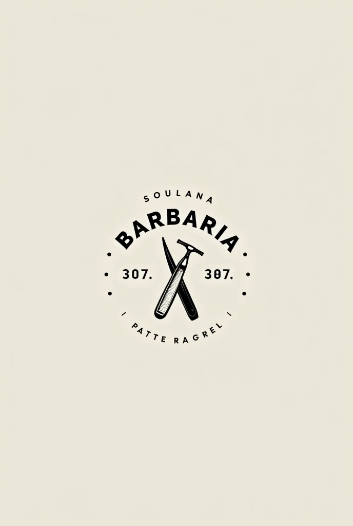 logotype, with razor, with the name Barbearia 307, minimalistic