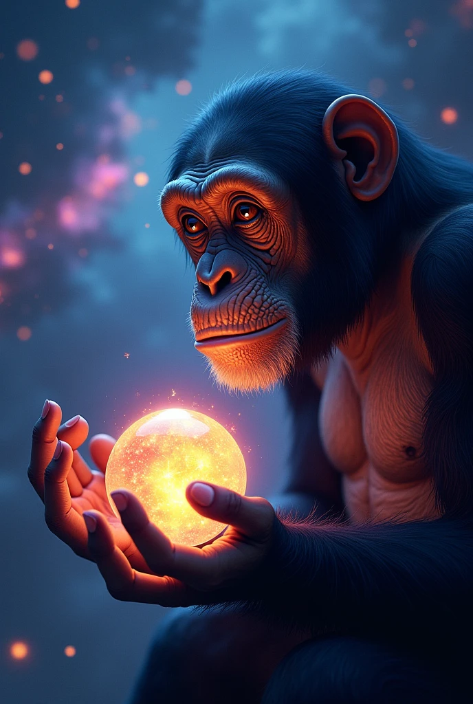 a chimpanzee holding anromeda