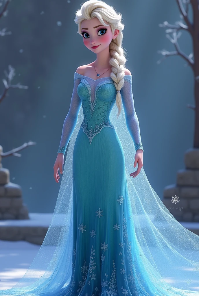 Create Elsa from frozen naked with big boobs and big butt 