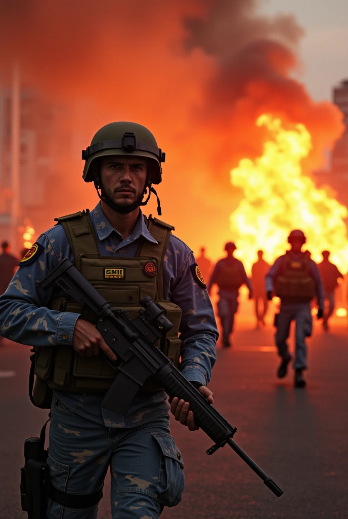 Image of military repression and violence against workers.