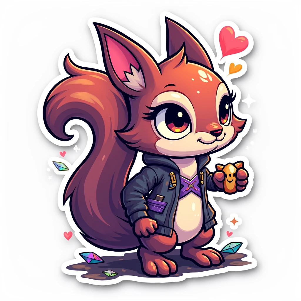 Dota 2 Hoodwink, Sticker, Lovely, Holographic, Street Art, Contour, Vector, White Background, Detailed