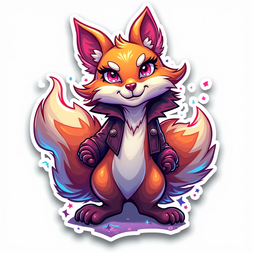 Dota 2 Hoodwink, Sticker, Lovely, Holographic, Street Art, Contour, Vector, White Background, Detailed