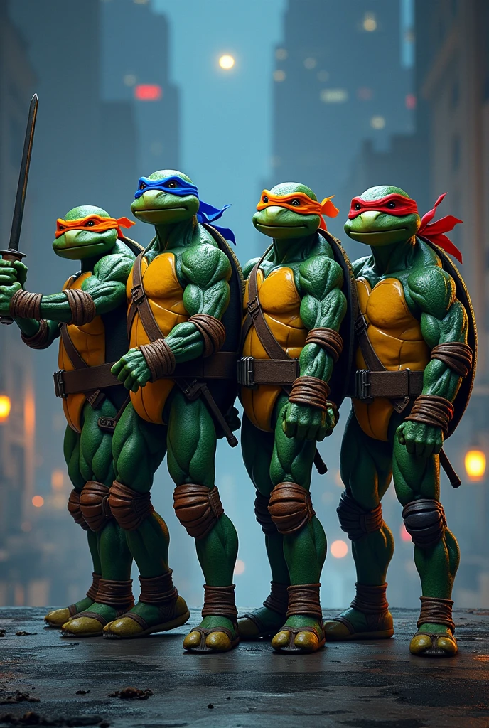 Photos of the four ninja turtles side by side