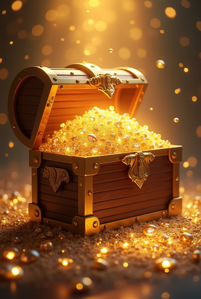 Pendent of 3D treasure chest gold and diamonds