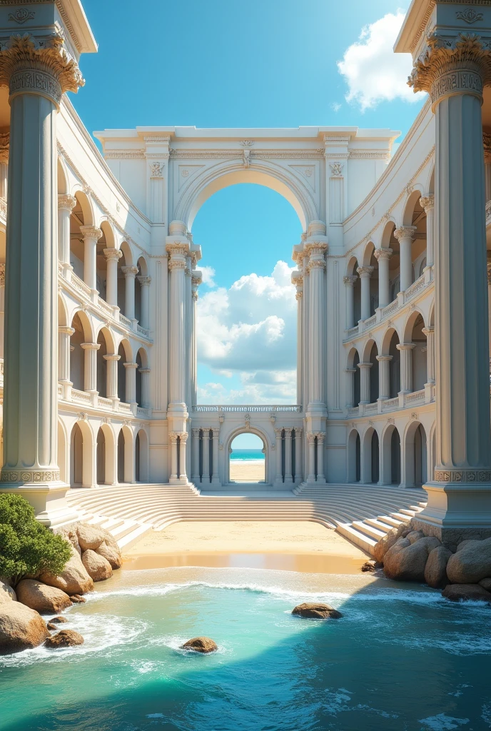 sports coliseum in a beach area