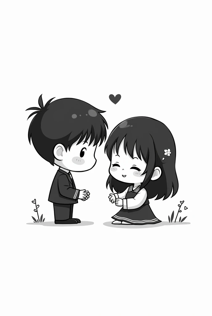 Dessin ???? et blanc chibi 2d couple