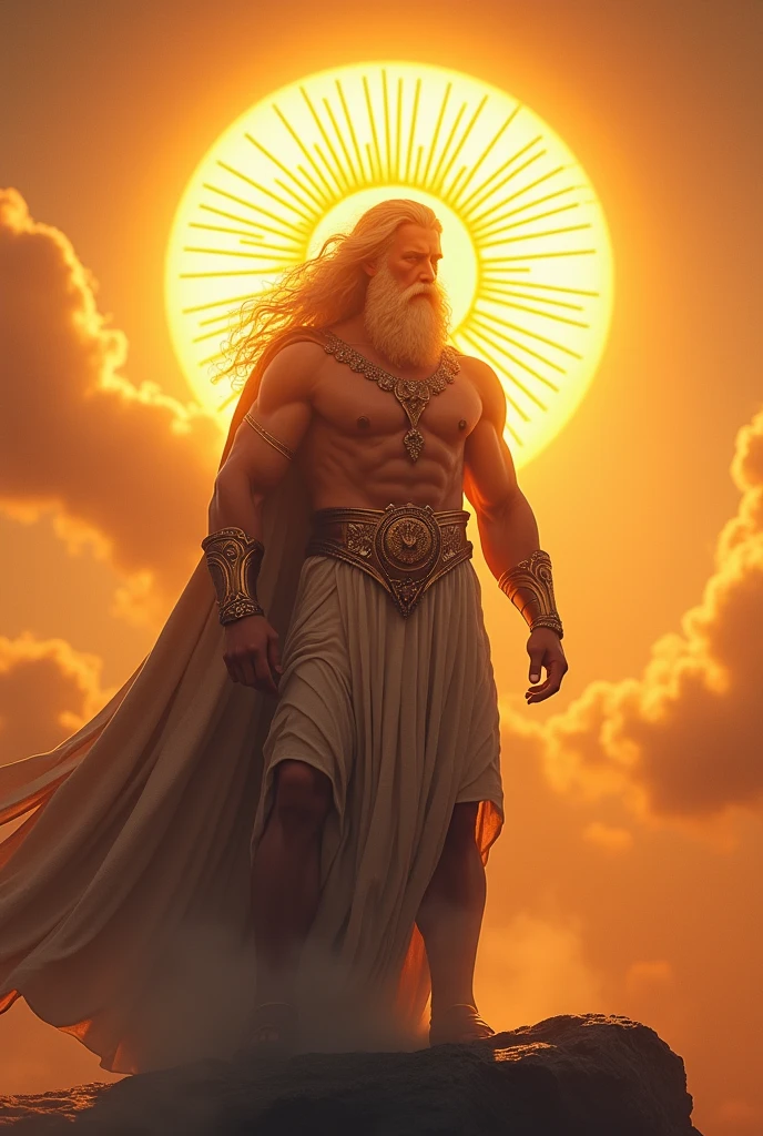 I need an image for my cell phone wallpaper. An image of a Greek god. With the sun of the Argentine flag.
