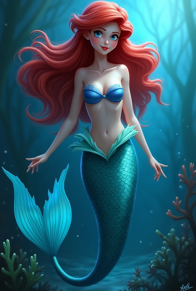 Image of Ariel the Little Mermaid in blue tones with the word KATHA