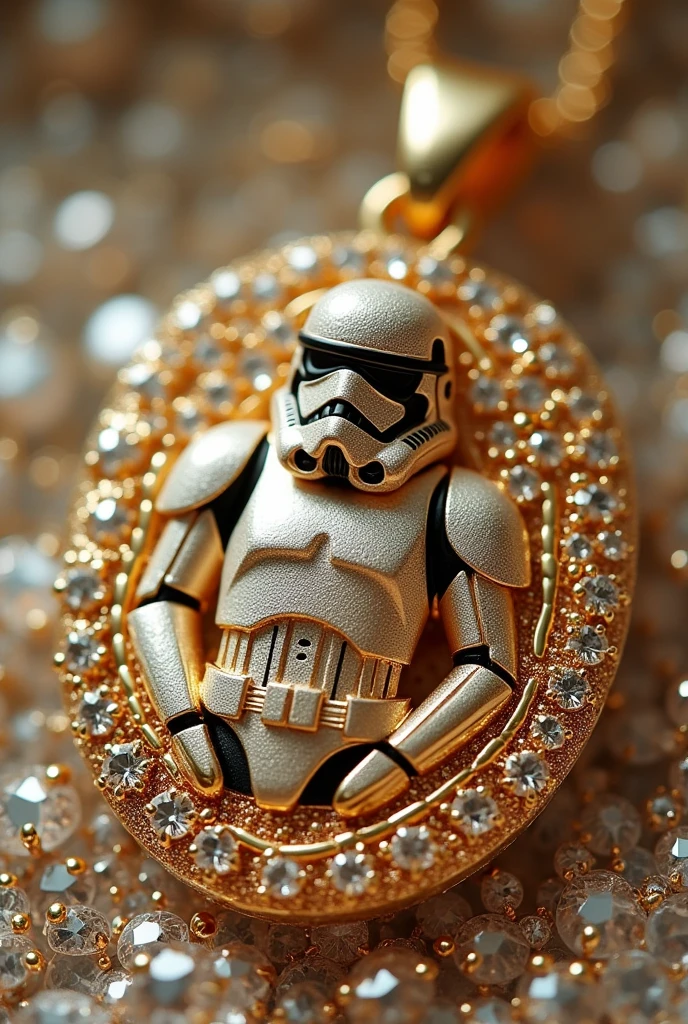 Pendent of stormtrooper in gold and diamonds