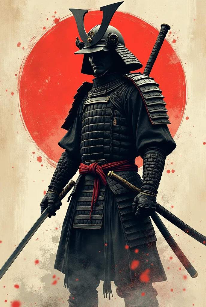 Black Samurai Calligraphy, Retro cberpunk design