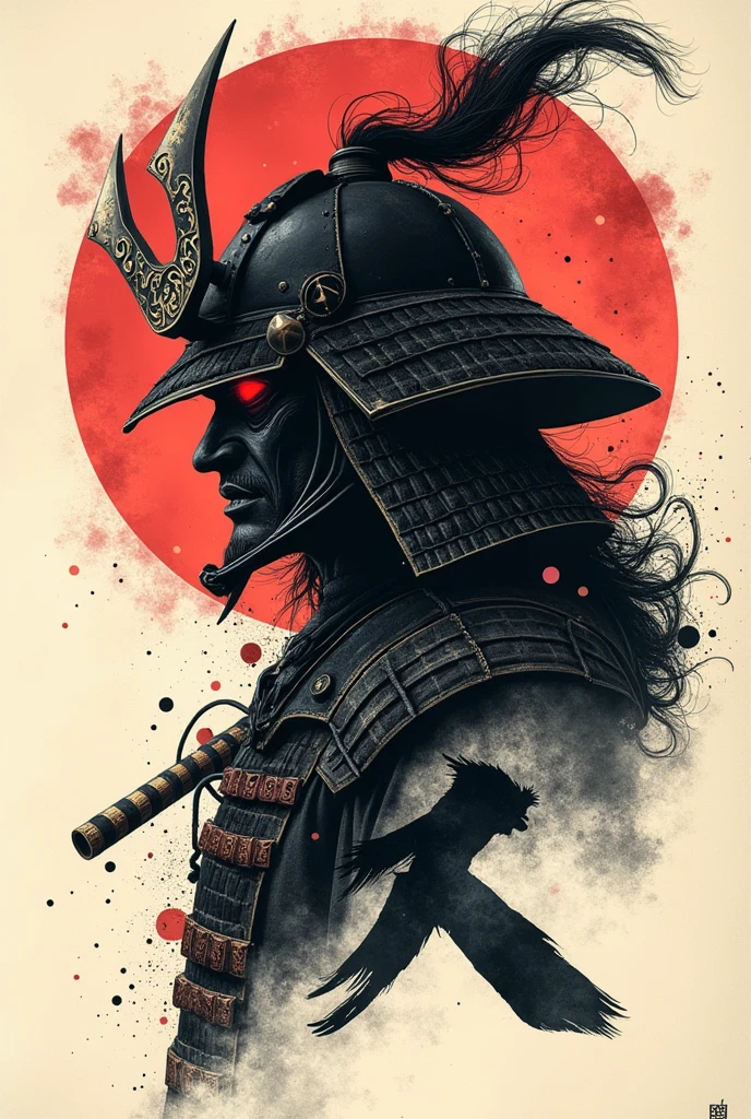 Black Samurai Calligraphy, Retro cberpunk design