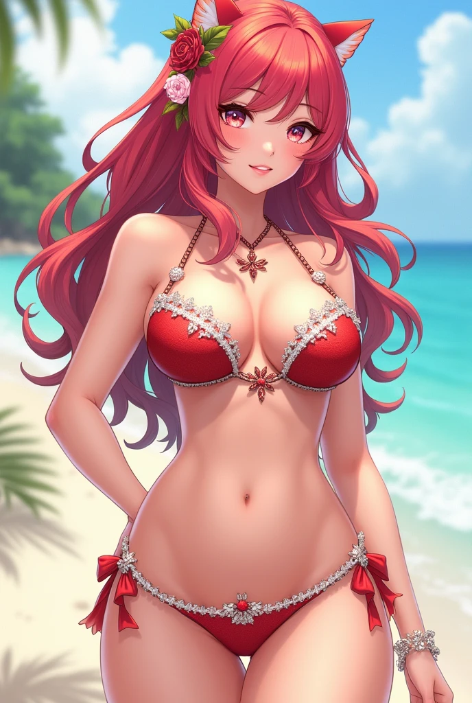 anime woman in bikini with big boobs