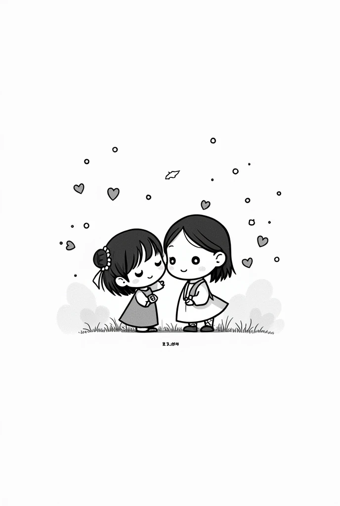 Dessin noir et blanc chibi 2d couple