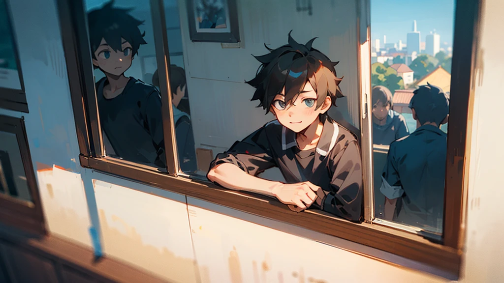 He glances out the window, watching other s play outside. Their joy feels miles away from his reality.