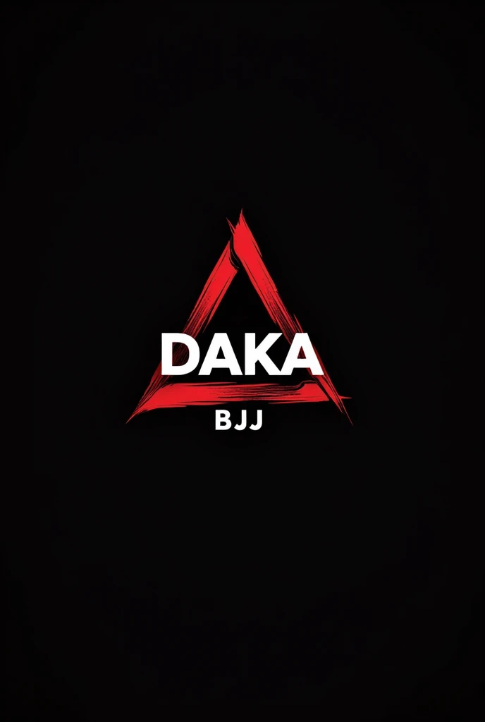 logo for jiu jitsu academy with the word DAKA BJJ in the middle of the black and red triangular emblem