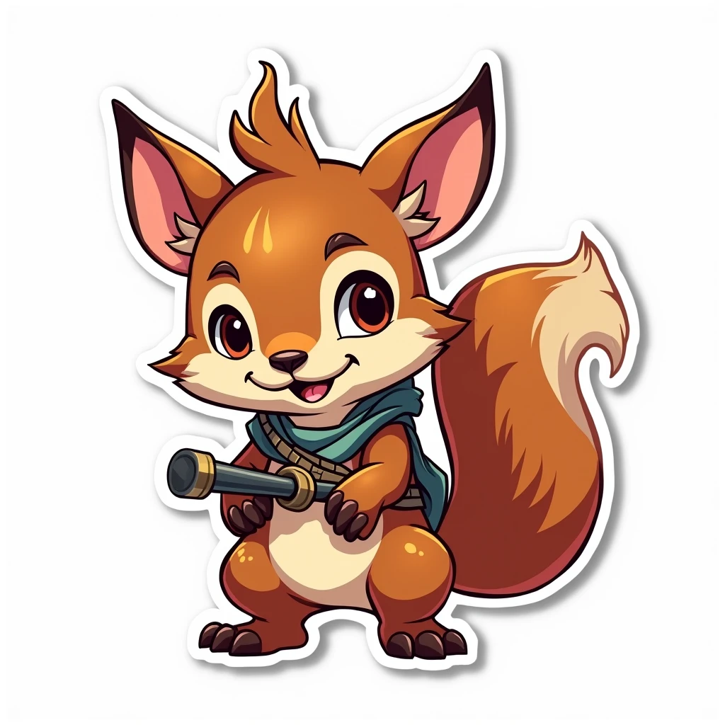 Dota 2 Hoodwink, Sticker, Adorable, Primary Color, Folk Art, Contour, Vector, White Background, Detailed
