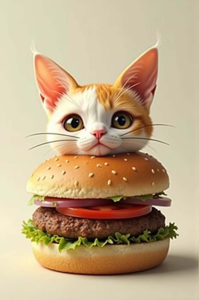 Burger with cat head 