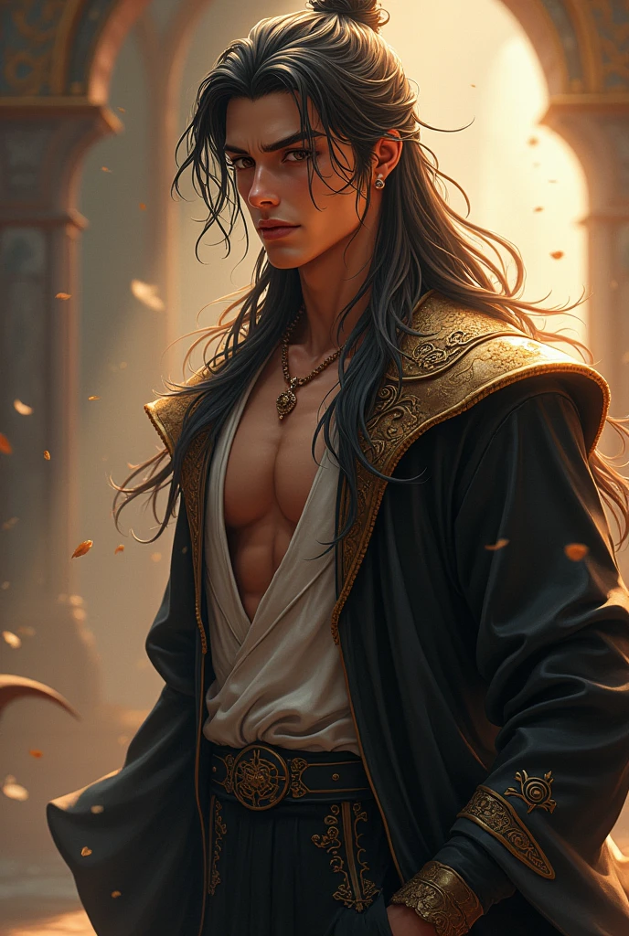 Male, 6 Foot Tall, Has Sharp Eyes, Lips that could make any women think it's kissable, a nose that doesn't ruin the balance, Has long hair, a Body that isn't too bulky or too slim and very well defined, Looks like he came out of a Cultivation Novel and Cultivates the Dao of Lust and Pleasure.