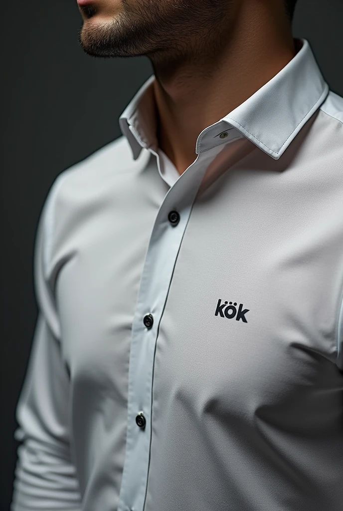 Create a men's dress shirt with the KöK logo in a small font