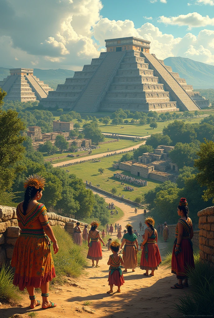 Image with geographical area, with pyramids, agriculture, landscapes, people of Jalisco in pre-Hispanic times