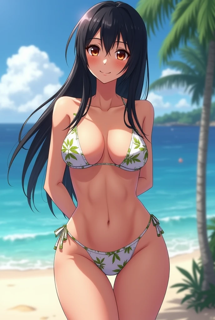 anime woman in small bikini with very very very very big breasts moaning