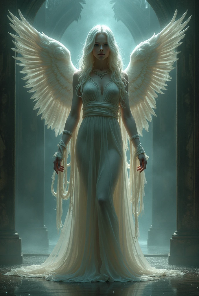 Beautiful sexy angel of death mirrored