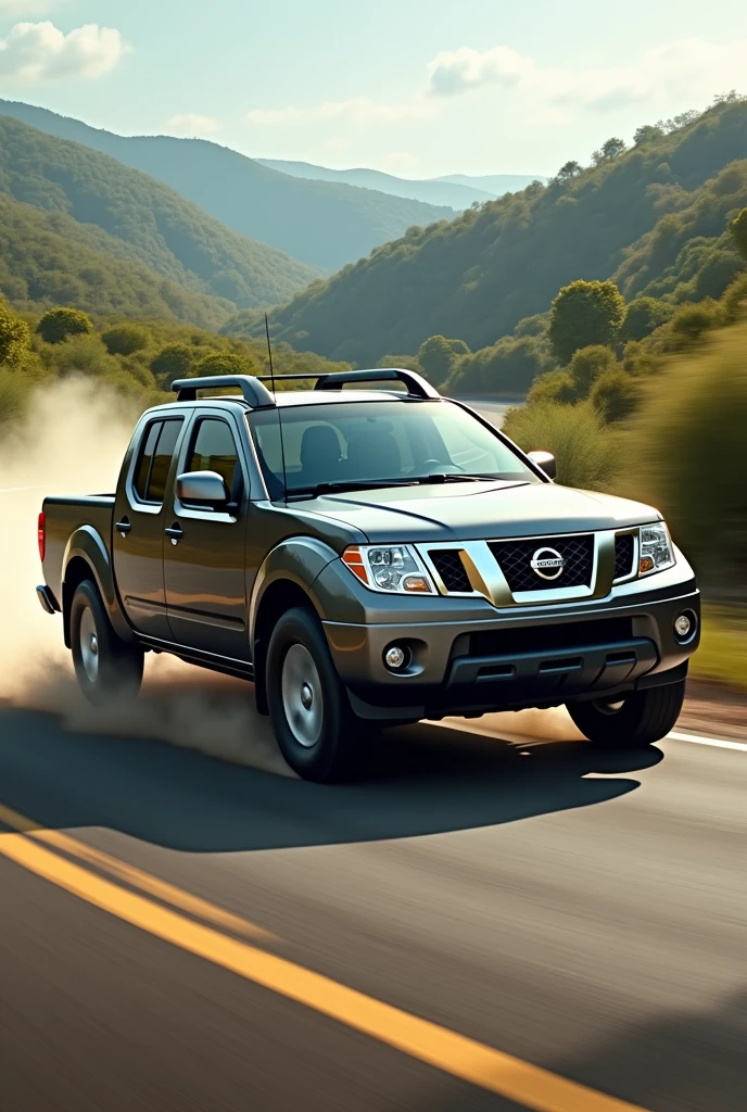 A Nissan Frontier turning