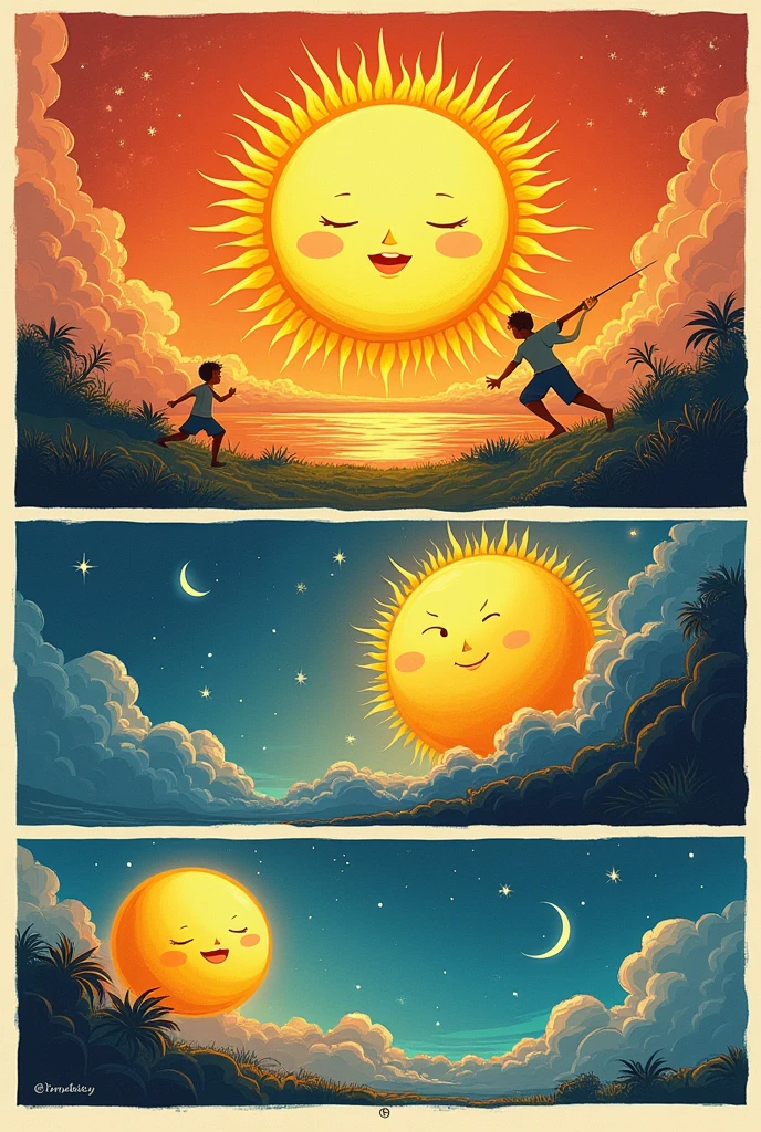 comics strip: 4 division
retell the story about the sun and the moon(Filipino folk tale)