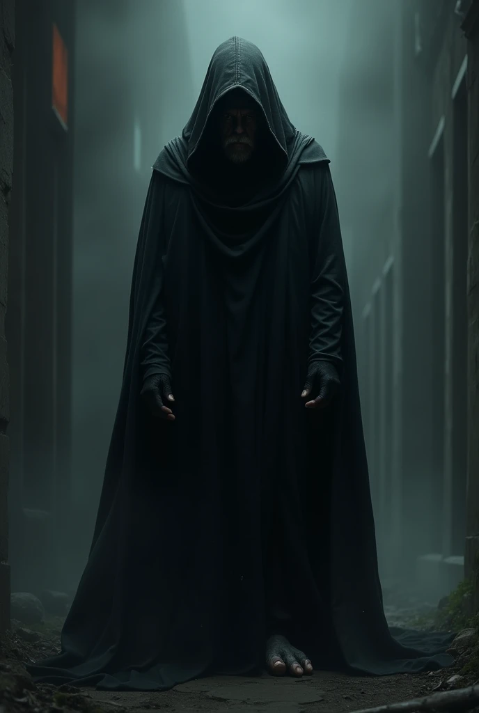 Arched man with a dark cloak, middle age with goat's foot