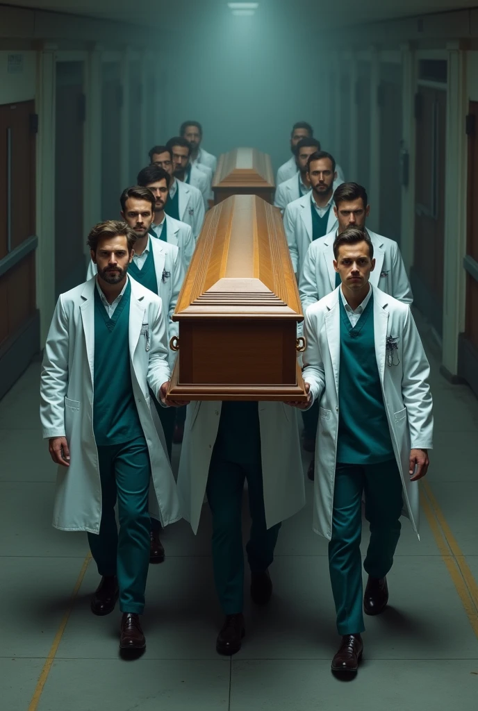 Many doctors walk with a coffin