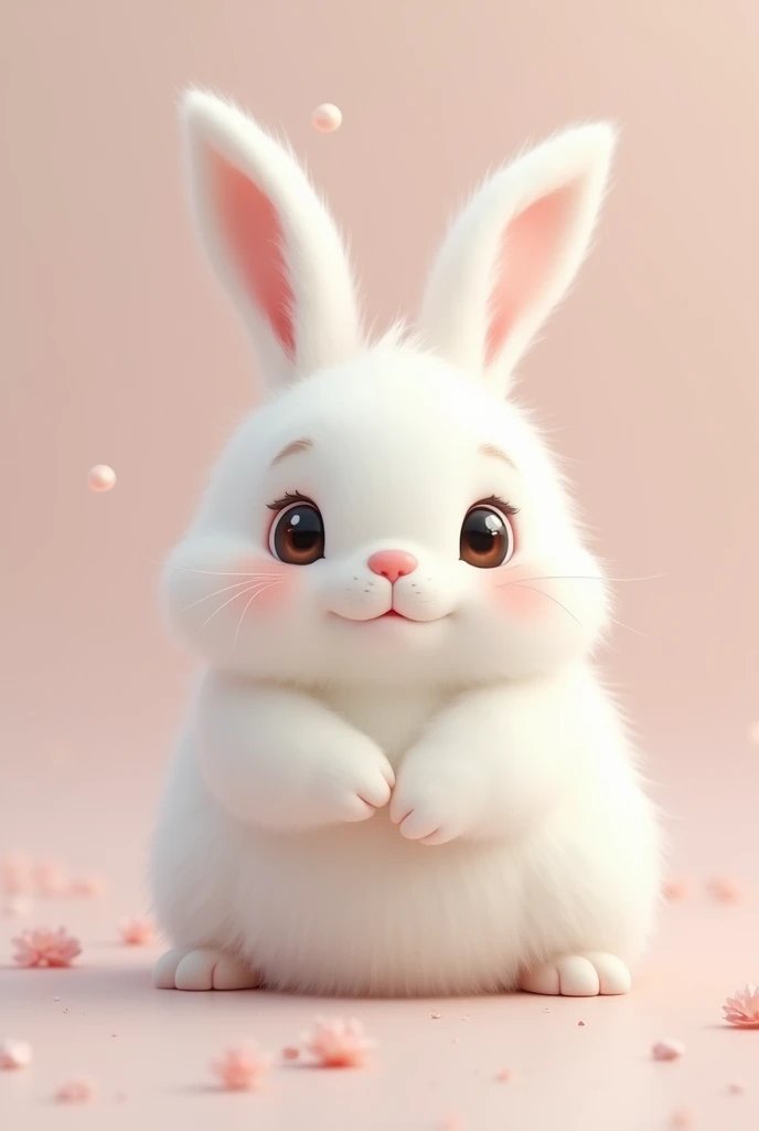 Cute white rabbit with round eyes
