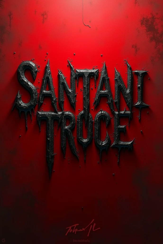 logo that says Santani Troce, with bloody background 