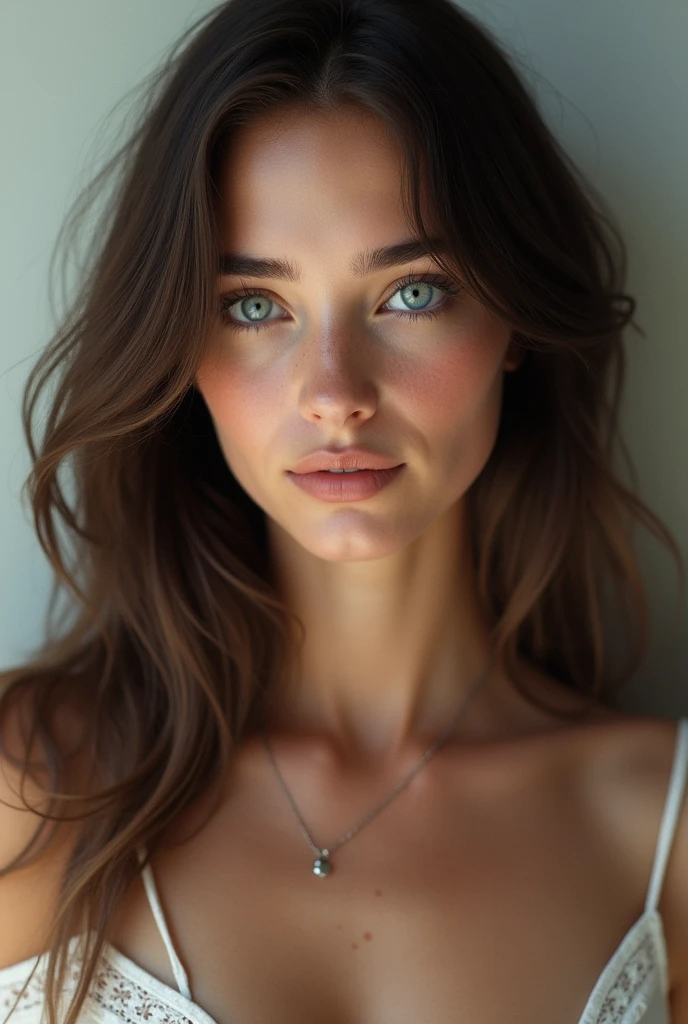 (photorealism:1.2), 25 year old brunette girl with blue eyes