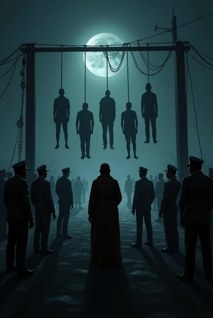 bangladesh prime minister hasina saw 4 criminal hanging. around dark electricity gone. police and other ministers stand by