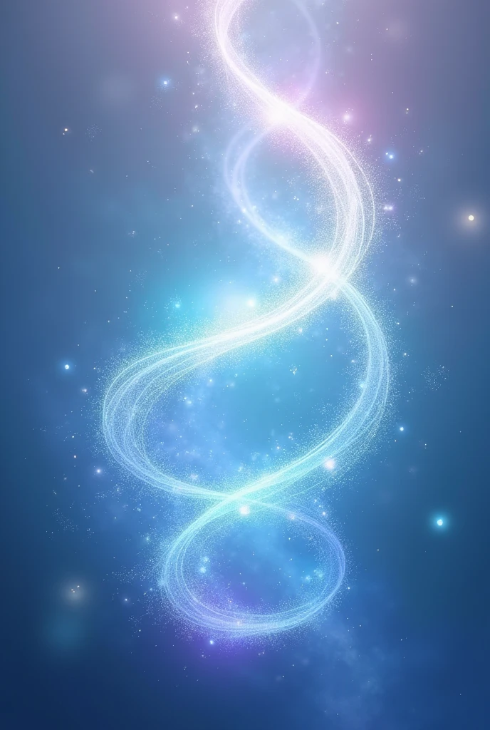 Create an image with a spiral of light and energy in the center, representing personal growth and transformation. The background should be a soft gradient of colors like blue and lilac., with the spiral radiating light and dynamism. The spiral should be engaging and intriguing, symbolizing the journey of reinvention and discovery of essence.