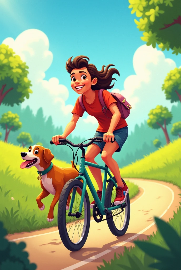 riding a bike and a dog coloring page