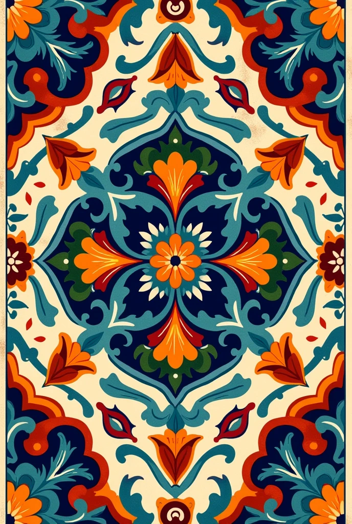 Hi, could you create a rectangular illustrated Talavera-style poster? 