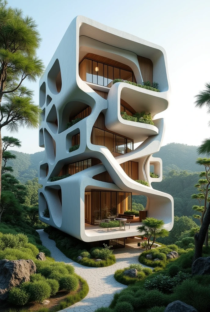 Building inspired by a molle tree with functionality and square morphology