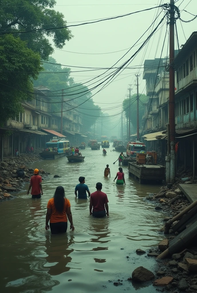 A city named Comilla is being flooded and in that picture "ALL EYES ON COMILLA" is written big.