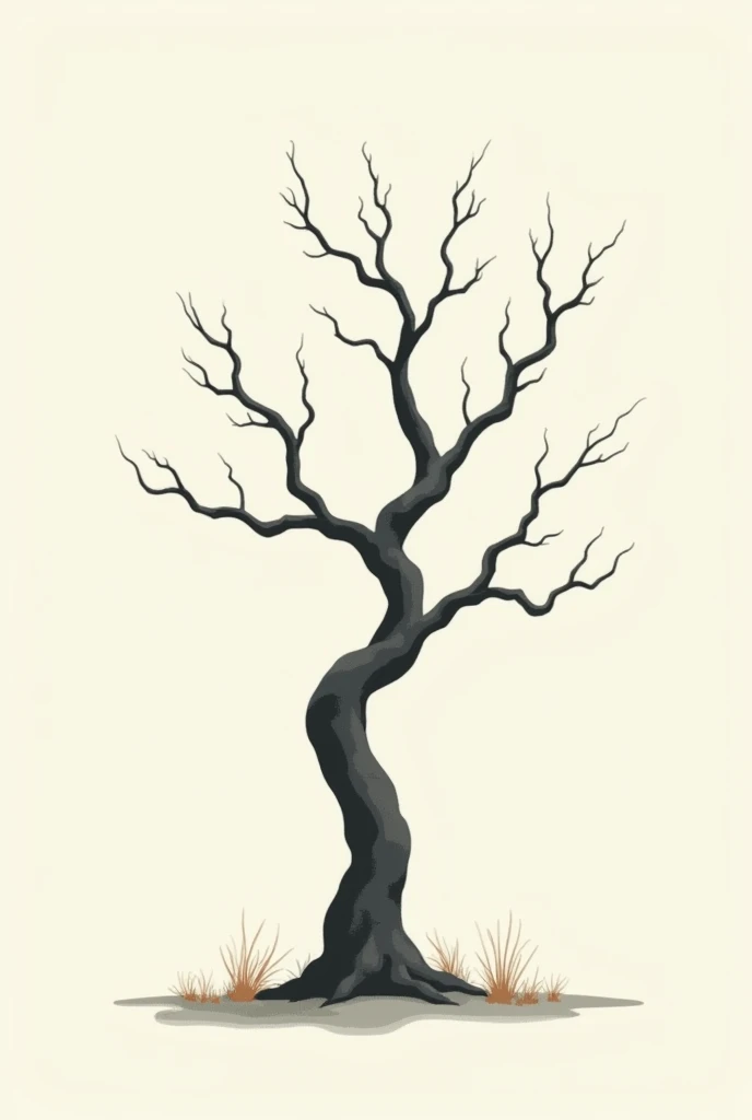 Trunk of a tree and branches without leaves and without fruits, T-shirt design, rzminjourney, vector art