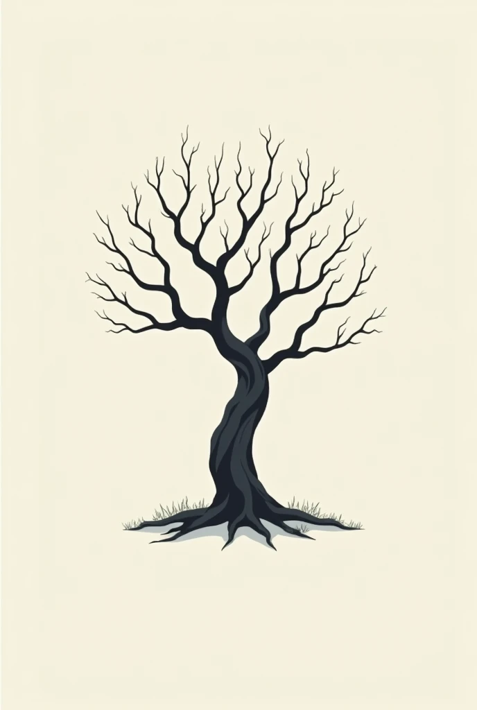 Trunk of a tree and branches without leaves and without fruits, T-shirt design, rzminjourney, vector art