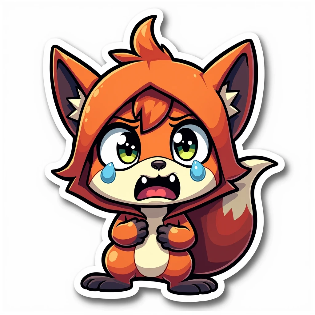 Dota 2 Hoodwink, Sticker, Crying, Bright colors, Pop art, Outline, Vector, White background, Detailed