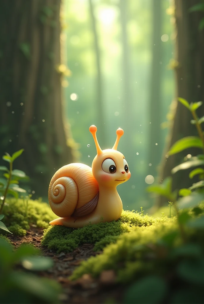 Un petit escargot   trop mignon qui rampe et pleure dans la forêt .