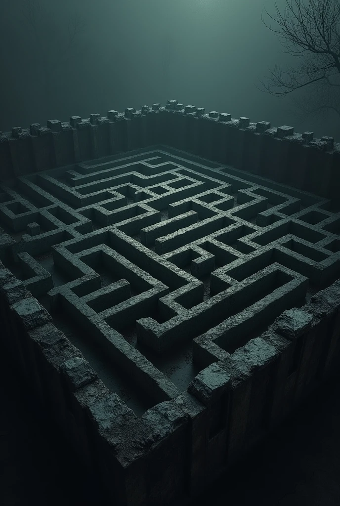 maze seen from above dark