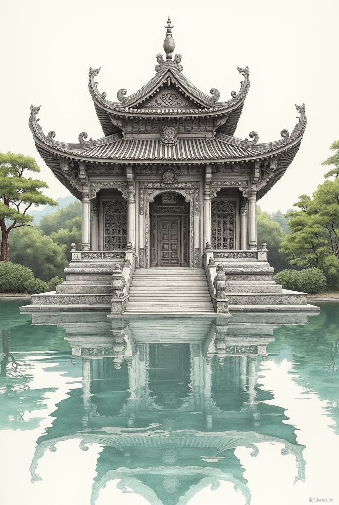 Drawing of a temple without a cross 
